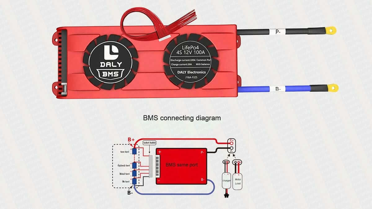 DALY LiFePO4 BMS 4S 100A Balanslı - Ortak Port
