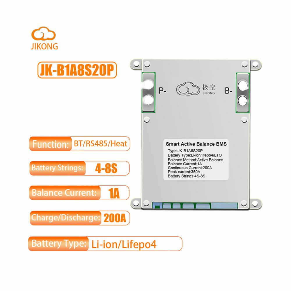 JK SMART BMS Lifepo4 Li-Ion Battery JK-JKB18S20P 4S-8S 200A Active Balance