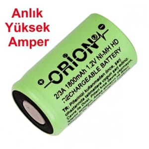 Orion 1.2V Ni-Mh 2/3A 1800mAh Şarj Edilebilir Pil - HD - Görsel 3