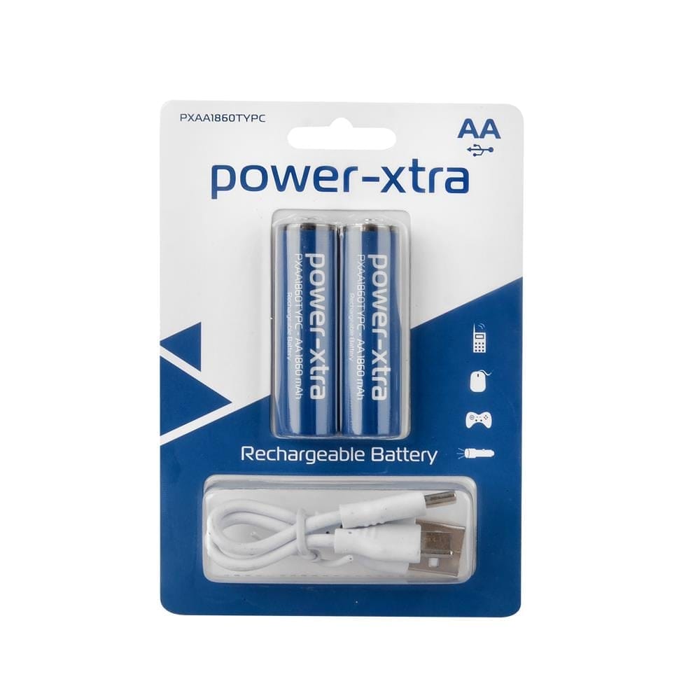 Power-Xtra PXAA1860TYPC - AA - 1860 mAh Şarjlı Pil - Type C - 2li Blister